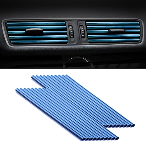 SINGARO 20 Pieces Car Air Conditioner Air Outlet Decorative Strips, Bendable DIY Decorative Strips, Universal for Most Air Outlets, Car Interior Accessories (Blue)