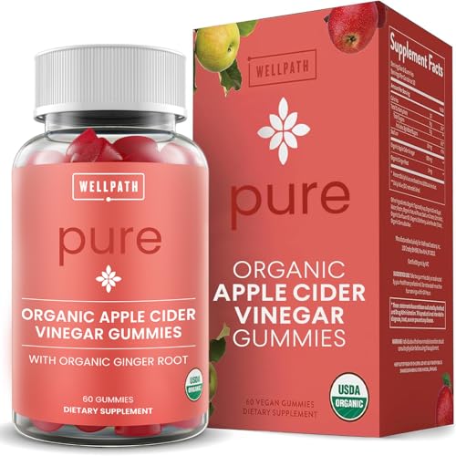 WellPath Pure ACV Apple Cider Vinegar Gummies with The Mother - USDA Organic Gummy - Vegan - ACV Gummies - 60 Ct