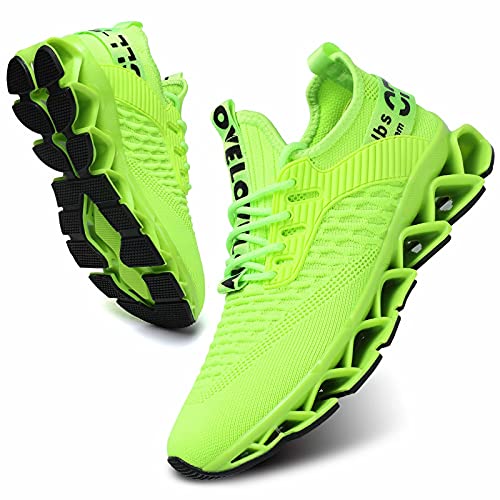 Womens Ladies Fashion Running Shoes Slip-on Tennis Walking Sneakers Comfortable Breathable Work Sport Shoes Fluorescent Green