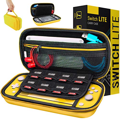 Orzly Case for Nintendo Switch Lite - Portable Travel Carry Case with storage for Switch Lite Games & Accessories [Yellow]