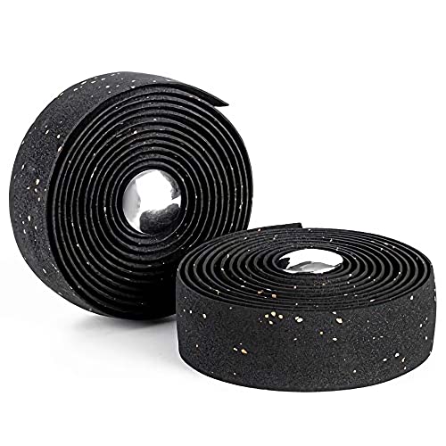 LSSH Bike Handlebar Tapes, Cork Bike Handlebar Tape, Bicycle Bar Tape, Cycling Handle Wraps, EVA Road Bike Handlebar Tape – 2 Rolls (Black)