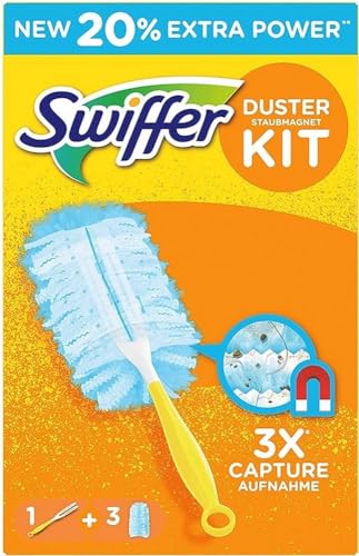 Swiffer Microfibre dust Cleaner Set, 1 Handle and 3 Replacement Pads (Pack of 1x1 Piece)