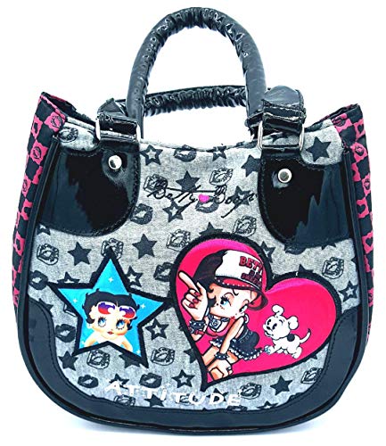 Betty Boop HandBag | Shiny and Colorful | Printed Classic Spacious Purse Bag For Young Girls L9inch X W8.5inch X H7.75inch