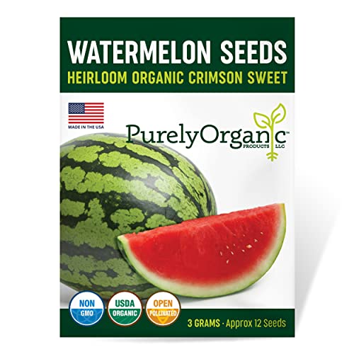 Organic Watermelon Seeds (Crimson Sweet) - Approx 12 Seeds - USDA Organic, Non-GMO, Open Pollinated, Heirloom, USA Origin