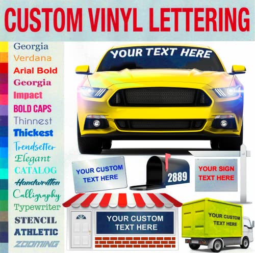 Vinyl Lettering (50 Colors + 30 Fonts + 30 Sizes) - Custom Decal - Custom Vinyl Lettering, Custom Window Decal - Custom Car Decal - Custom Stickers, Custom Vinyl Decal