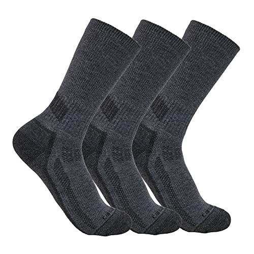 Carhartt Men's Force Performance Work Socks 3 Pair Pack, Charcoal, X-Large