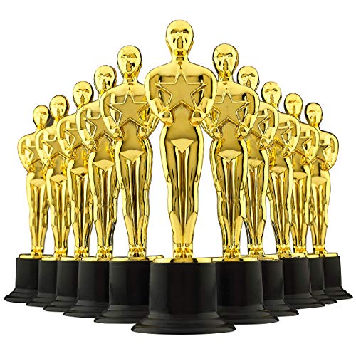 Bedwina 6' Gold Award Trophies - Pack of 12 Bulk Golden Statues Party Award Trophy, Party Decorations and Appreciation Gifts