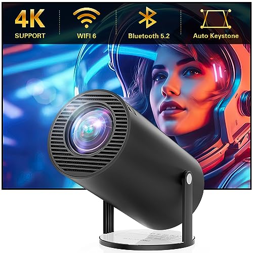 CLOKOWE Projector with WiFi and Bluetooth, 4K FHD 1080P Supported, Portable Outdoor Movie Mini Projector, Auto Keystone, Compatible with iOS/Android/HDMI/TV Stick/Windows