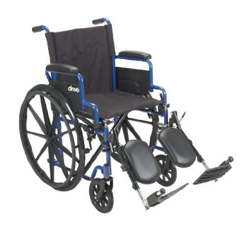 Drive Medical BLS18FBD-ELR Blue Streak Lightweight Wheelchair with Swing-Away Elevating Leg Rests and Flip-Back Arms