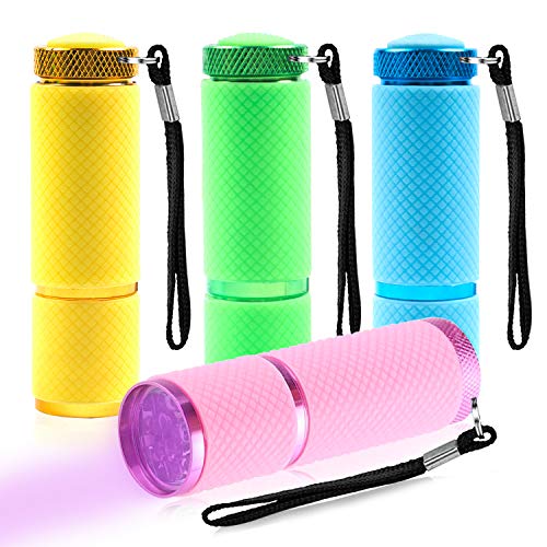 LED Flashlight,4 Pack Small Glow Flashlights Mini LED Flashlights Rubber Coated Flashlights with 9 LED Lights,Portable Handy Lights for Camping, Hiking, Indoor,Nail Gel Dryer