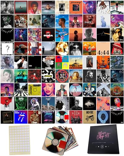 160 Pcs Album Covers | Unique Square Printed Photos 6x6 | Album Cover Posters Collage Kit | Music Posters for Room Aesthetic | Aesthetic Posters | 80 Poster Pack & 80 stickers | Album Cover Art Posters | Wall Posters