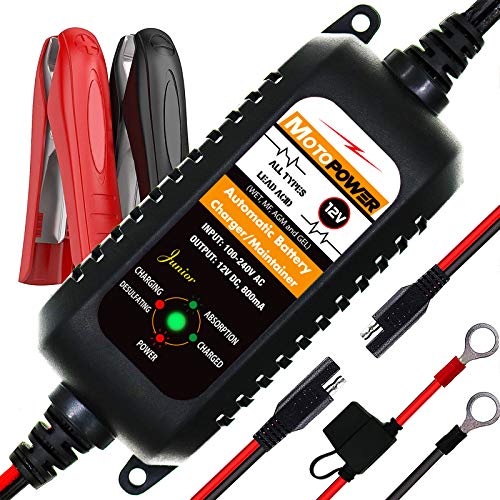 MOTOPOWER MP00205A 12V 800mA Automatic Battery Charger, Maintainer, Trickle and Desulfator