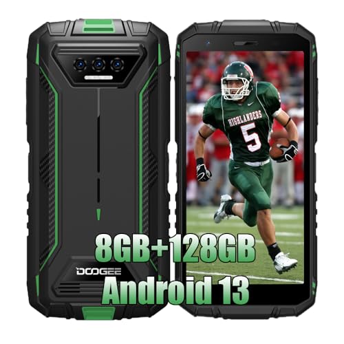 DOOGEE S41 Plus 4G Rugged Phones Unlocked,8GB+128GB,5.5' IPS HD+ Dual Sim Rugged Phone,6300mAh Battery,13MP AI Camera,IP68 Waterproof Cell Phone,Android 13/Face Unlock/NFC/T-Mobile Green