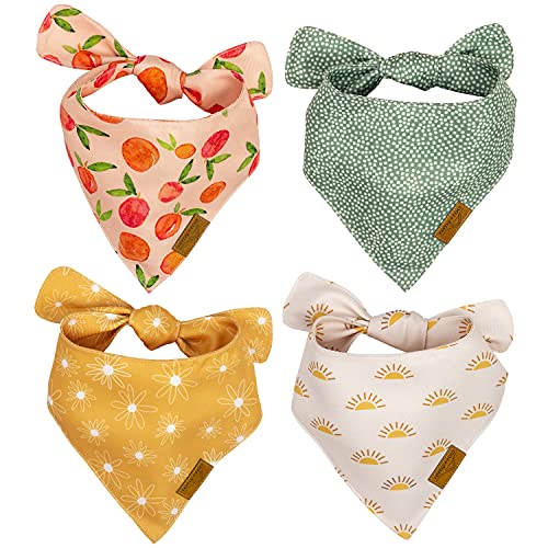 Remy+Roo Large Dog Bandanas Girl - 4 Pack Kathrine Set | Cooling, Adjustable Polyester Fabric, Patented Shape Bandanas for Dogs, Girl Dog Accessories