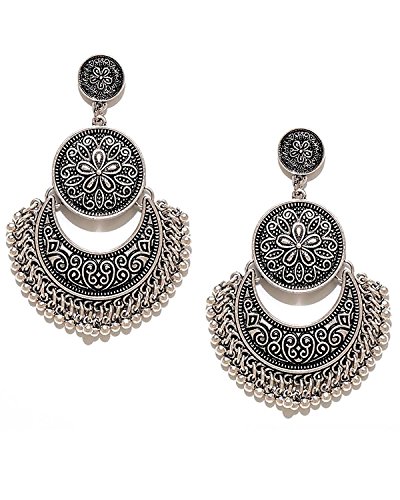 YouBella Jewellery Summer Special Stylish Oxidised Afghani Tribal Fancy Party Wear Earrings for Girls and Women (Style 1)