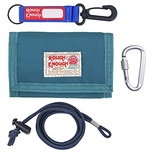Rough Enough Kids Boys Wallets for Teen Boys with Lanyard Keychain Blue Nylon