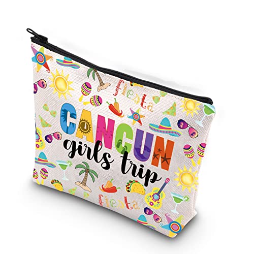 WCGXKO Cancun Girl's Trip Gift Cancun Gift Cancun Holiday Zipper Pouch Cosmetic Bag (CANCUN)