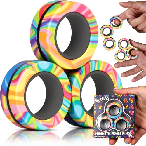 BUNMO Magnetic Rings Multicolored | Fidget Toys Adults | Magnetic Fidget Rings | Endless Hours of Fun | Spin, Connect & Play | Addictive Fidget Toy for Boys & Girls | Easter Toys | Easter Gifts
