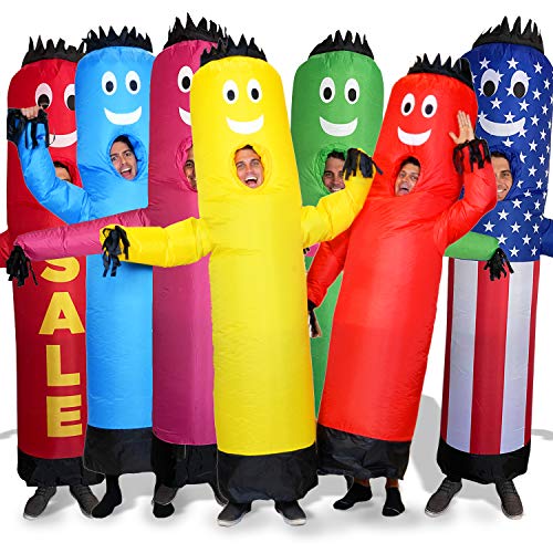 LookOurWay Air Dancers Inflatable Tube Man Costume - Wacky Waving Inflatable Tube Guy Blow Up Halloween Costume - Adult Size - Sale Red