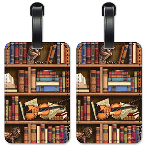 Books in Library - Image by Dan Morris - Luggage ID Tags - Suitcase Identification Cards - Set of 2