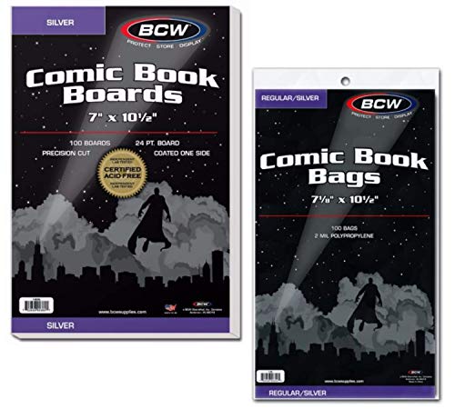 BCW Silver Age Comic Bags and Backer Boards - 100 ct
