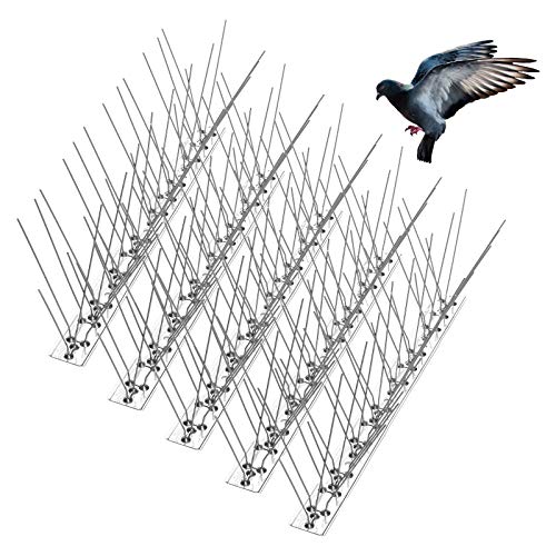 Bird Spikes for Pigeons Small Birds Cat, 15 Feet Anti Bird Spikes Stainless Steel Bird Deterrent Spikes 14 Strips
