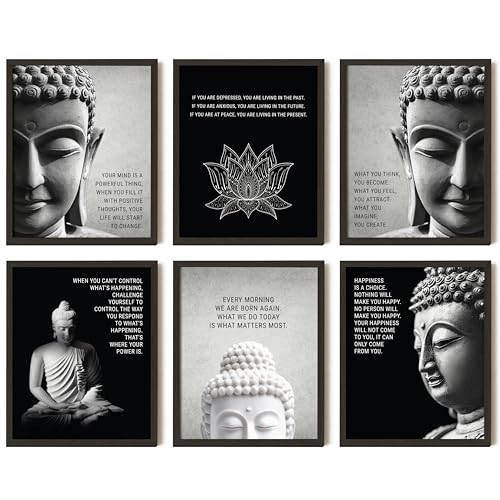 97 Decor Buddha Decor for Home - Buddha Wall Art Prints, Inspirational Buddhist Quotes Poster, Buddhism Art Pictures Zen Meditation Decor for Bedroom Office Yoga Room Decorations (8x10 Inch UNFRAMED)