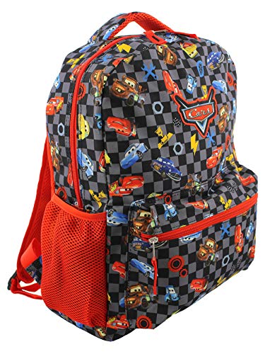 Disney Cars Boy's Girl's 16 Inch School Backpack Bag Lightning McQueen Mater (One Size, Black/Red)