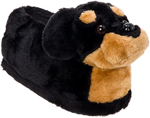 Funziez! Rottweiler Dog Slippers - Animal Slippers Novelty Costume (Black/Tan, Large)