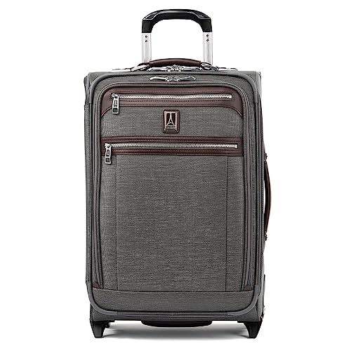Travelpro Platinum Elite Softside Expandable Carry on Luggage, 2 Wheel Upright Suitcase, USB Port, Men and Women, Vintage Grey, Carry On 22-Inch