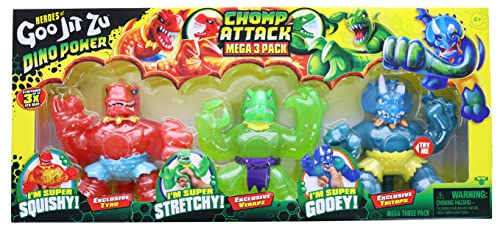 Goo Jit Zu Dino Power Mega 3-Pack: Superhero Squishy Dinosaur Figures, MOY41257