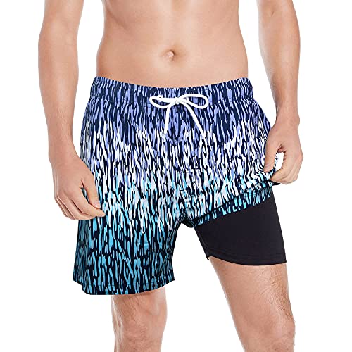 MILANKERR Compression Shorts for Men 5.5 inch Compression Lined Swim Trunks Men (Turquoise Lavender, X-Large)