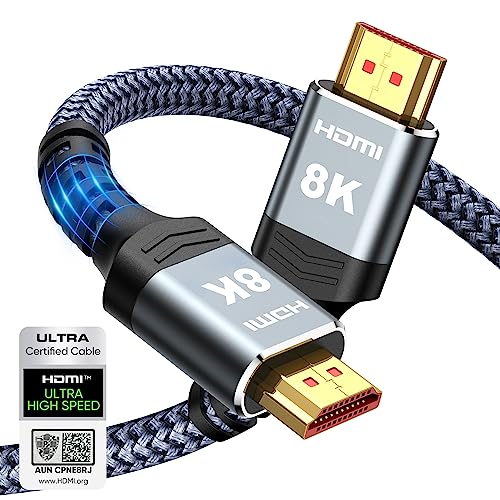 Highwings 8K 10K HDMI Cable 48Gbps 6.6FT/2M, Certified Ultra High Speed HDMI Cable Braided Cord-4K@120Hz 8K@60Hz, DTS:X, HDCP 2.2 & 2.3, HDR 10 Compatible with Roku TV/PS5/HDTV/Blu-ray