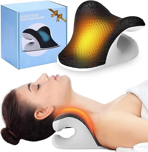 Liipoo Heated Neck Stretcher with Magnetic Therapy Pillowcase, Neck and Shoulder Relaxer Pillows, Cervical Traction Device for Relieve TMJ Headache Muscle Tension Spine Alignment…