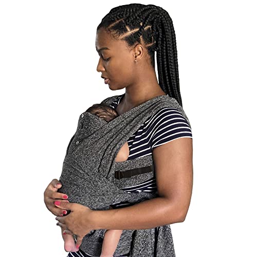 Boppy Adjustable Baby Carrier - Heathered Gray, Hybrid Wrap, 3 Positions, 0m+ 8-35lbs, Yoga-Fabric, Polyester Blend