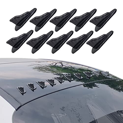 yonwait 10 PCS Diffuser Shark Fin Kit Compatible with Spoiler Roof Wing Air Vortex Generator Car Exterior Accessories Carbon Fiber Black #100