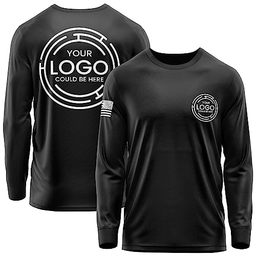 Custom Shirt for Men, Heavy Cotton Long Sleeve, Design Your Own Shirts, Customized T-Shirt Front & Back Black