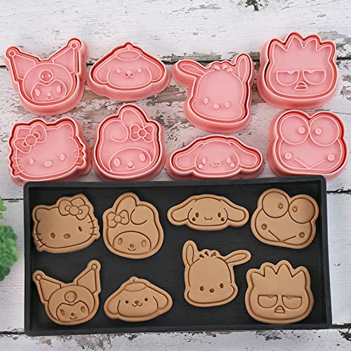 ROFOLO 8 Piece Mini Cartoon Cookie Cutters for Baking, 3d Raised Design Gingerbread Cookie Stamps, Suitable for Frosting Decoration, Mini Pie Molds, Apple Pie Pastry Biscuit Cutter