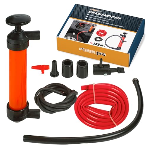 MeasuPro Siphon Hand Pump For Water - 15' Manual Water Pump, Gas Siphon Kit, Hand Bilge Pump With High Suction For Water Removal, Fuel Liquid Transfer