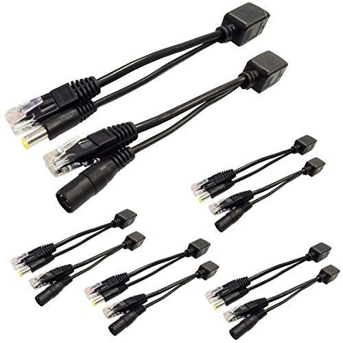 5 Pairs Passive PoE Injector and PoE Splitter Kit with 5.5x2.1 mm DC Connector RJ45 Power Over Ethernet