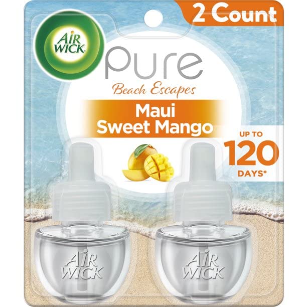 Air Wick Pure Scented Oil 2 Refills, Maui Sweet Mango, (2x0.67oz), Air Freshener