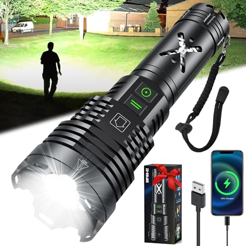 Gehavin Super Bright Flashlight 990000 High Lumens,High Powered XHP160.5 Led Flashlight Rechargeable, Emergency Flashlight Battery Powered with Waterproof Zoomable for Camping Emergencies