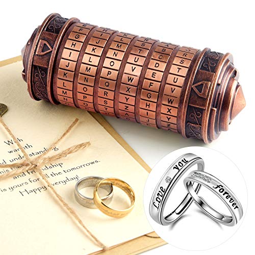 TUPARKA 5 Pcs Da Vinci Code Mini Cryptex Valentine's Day Interesting Creative Romantic Birthday Gifts for Her Red Bronze Color