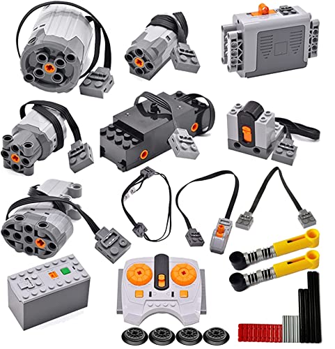 SEEMEY 32Pcs Power Function Kit Set Motor Battery Infrared-Remote-Control Receiver Train Adjustable Speed ​​Motor Parts, Motor Power Change Parts Compatible with mainbrands Technic-Parts