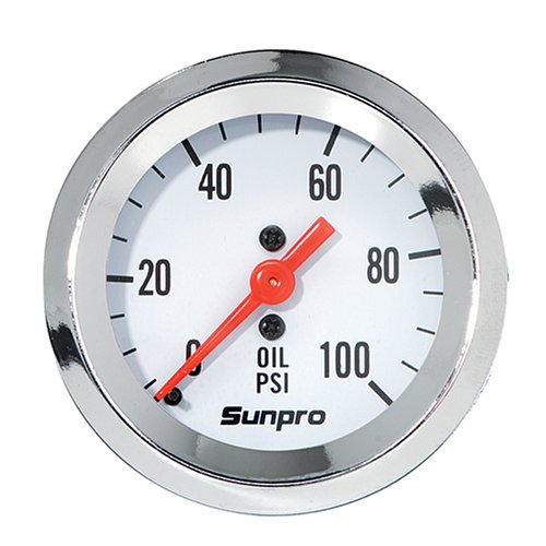 Sunpro CP8206 StyleLine Mechanical Oil Pressure Gauge - White Dial