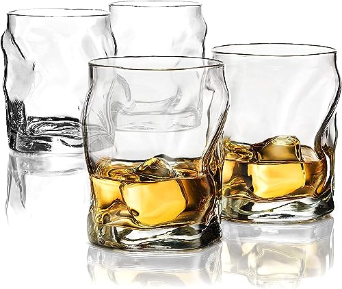 Bormioli Rocco Sorgente Double Old Fashioned Glasses, 14.25 ounces, White, 4 Count (Pack of 1)