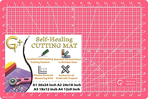G+ Self-Healing Reversible Cutting Mat - A3 12x18 for Fabric; Double-Sided Cutting Board for Sewing, Crafting, Quilting, Scrapbooking, Rotary Cutting - Perfect for Creators