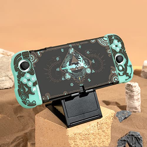 Soft Shockproof for Tears of The Kingdom Dockable Cover Case Compatible with Nintendo Switch OLED, Durable Scratch Resistant Shell for Joycon, Silicone Protective Skin Set