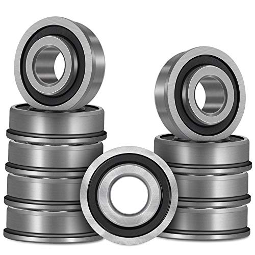 Bonbo 10Pcs Flanged Ball Bearings ID 3/4' x OD 1-3/8' for Lawn Mower, Wheelbarrows, Carts, Hand Trucks Wheel Alternative to 532009040, AM118315, AM127304, 10513, 251210 Etc, Deep Groove Ball Bearing