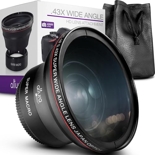 Altura Photo 49MM 0.43x Professional HD Wide Angle Lens (w/Macro Portion) for Canon EOS M50 M M2 M3 M5 M6 Mark II M10 M100 M200 R50 R100 Mirrorless Cameras